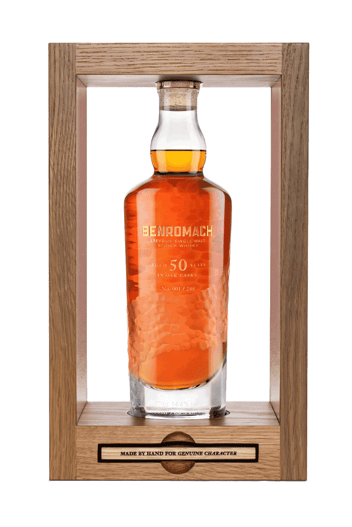 Image of Benromach 50 Years Old in premium glass and wooden outer box