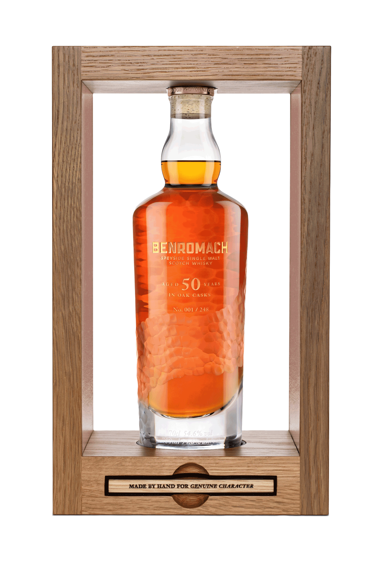 Image of Benromach 50 Years Old in premium glass and wooden outer box
